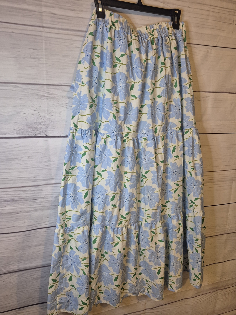 Who What Wear Blue Floral Tiered Maxi Wrap Skirt Cottagecore Vacation Style M - Picture 11 of 12